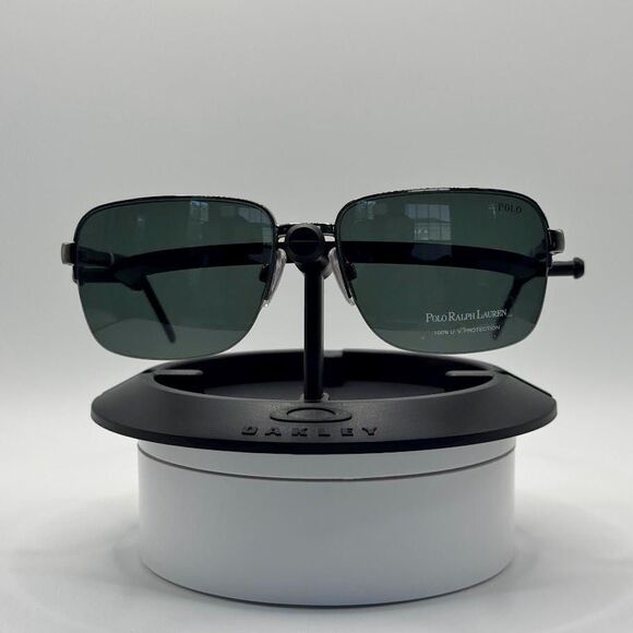 NEW Men's Y2K Ralph Lauren Semi-Rimless Sunglasses Polo 3062 Gun/G15 56/17 Italy - Picture 4 of 10